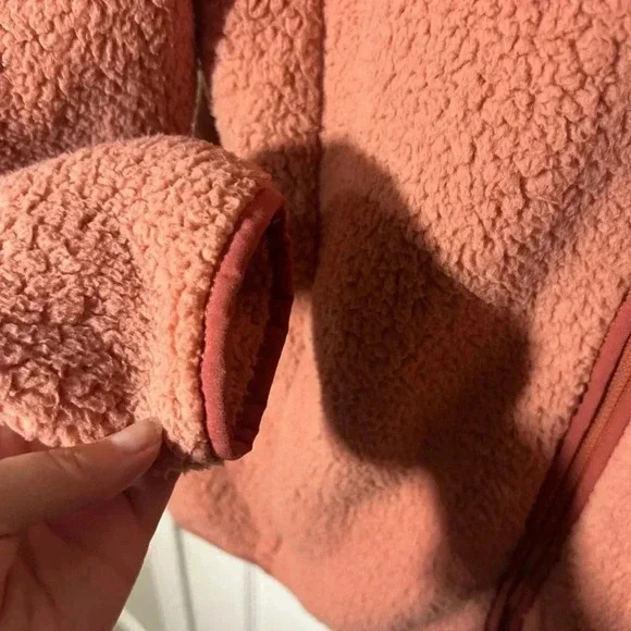 Lands End Sherpa Fleece Full Zip Up Womens Large Jacket Soft - Dark Rose Clay - Picture 4 of 10